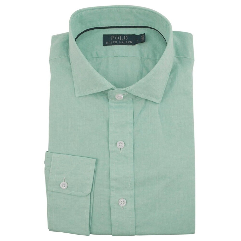 Ralph Lauren Men's Classic Fit Cotton Linen Long Sleeve Shirt-G-XXL